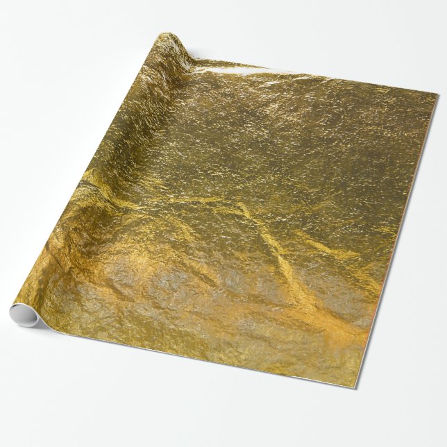 Elegant Faux Gold Foil Printed Shiny Look | Formal Wrapping Paper (Unrolled)