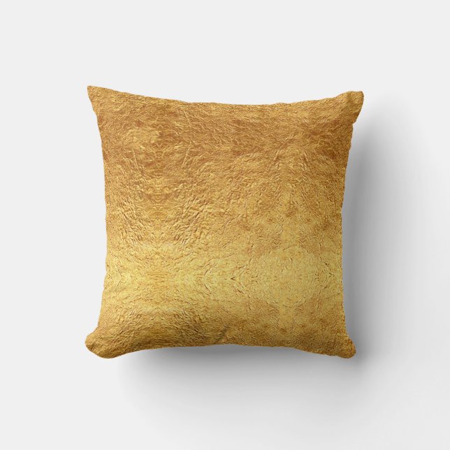 Elegant Faux Gold Foil Printed Throw Pillow (Front)