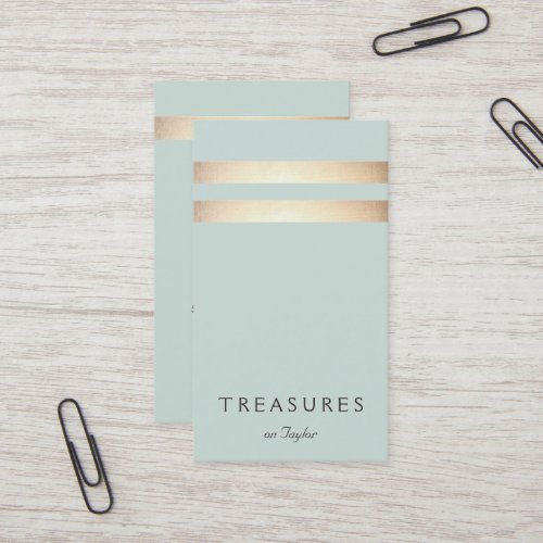 Elegant Faux Gold Foil Striped Light Blue Business Card