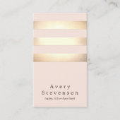 Elegant Faux Gold Foil Striped Modern Light Pink Business Card (Front)