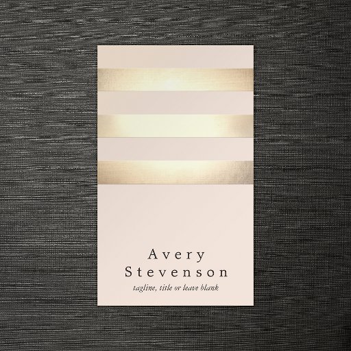 Customizable Elegant Gold Striped Modern Light Pink Chic Business Card Templates