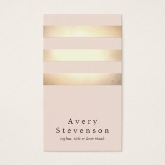 Elegant Faux Gold Foil Striped Modern Light Pink Business Card