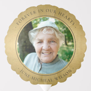 Elegant Faux Gold Foil Sympathy Memorial Photo But Balloon