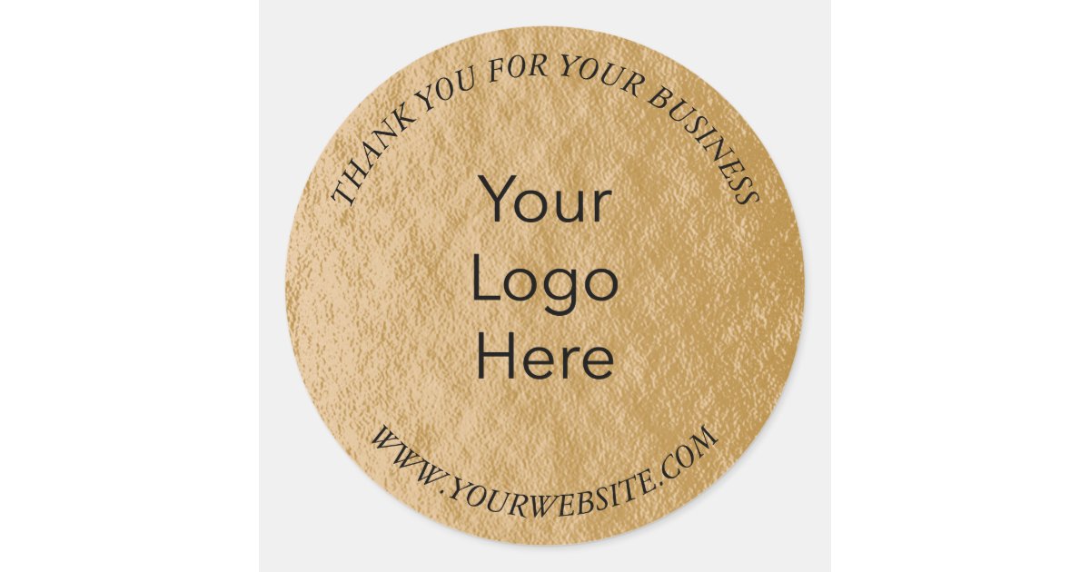 Elegant Faux Gold Foil Thank You Custom Logo Classic Round Sticker | Zazzle