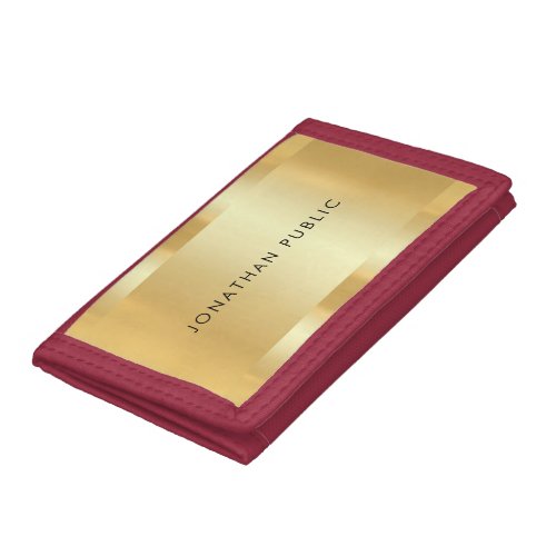 Elegant Faux Gold Glamour Trendy Modern Template Trifold Wallet