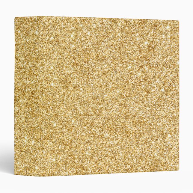 Elegant Faux Gold Glitter 3 Ring Binder (Front/Spine)