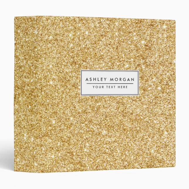 Elegant Faux Gold Glitter 3 Ring Binder (Front/Spine)