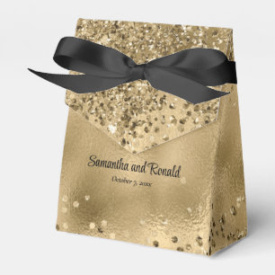 Elegant Faux Gold Glitter and Foil Wedding Favor Boxes