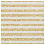 Elegant Faux Gold Glitter and White Stripe Pattern Fabric