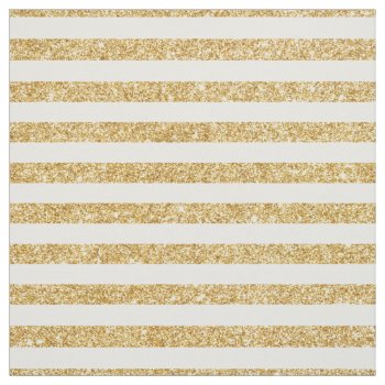 Elegant Faux Gold Glitter And White Stripe Pattern Fabric by allpattern at Zazzle