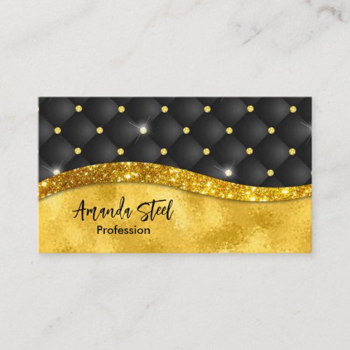 Elegant faux Gold glitter black diamond monogram Appointment Card