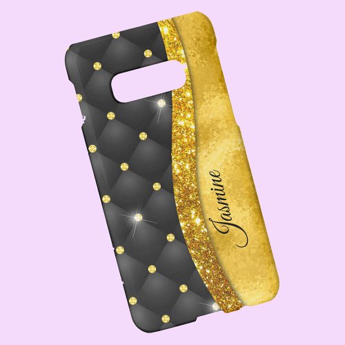 Elegant faux Gold glitter black diamond monogram  Samsung Galaxy S10E Case
