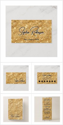 Elegant Faux Gold Glitter Business Suite