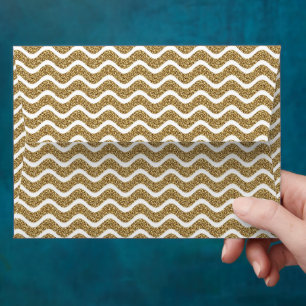 Elegant Faux Gold Glitter Chevron Stripes Envelope