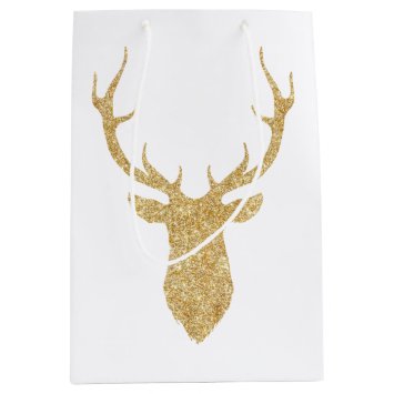 Elegant Faux Gold Glitter Christmas Deer