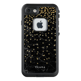 elegant faux gold glitter confetti black marble LifeProof FRĒ iPhone 7 case