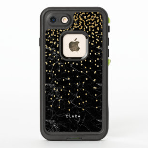 elegant faux gold glitter confetti black marble