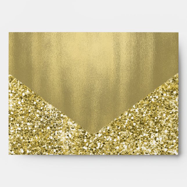 Elegant Faux Gold Glitter Foil Envelope (Front)