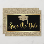 Elegant Faux Gold Glitter Graduation Save The Date (Front/Back)
