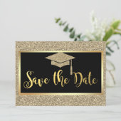 Elegant Faux Gold Glitter Graduation Save The Date (Standing Front)