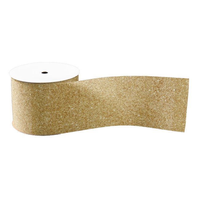 Elegant Faux Gold Glitter Grosgrain Ribbon (Spool)