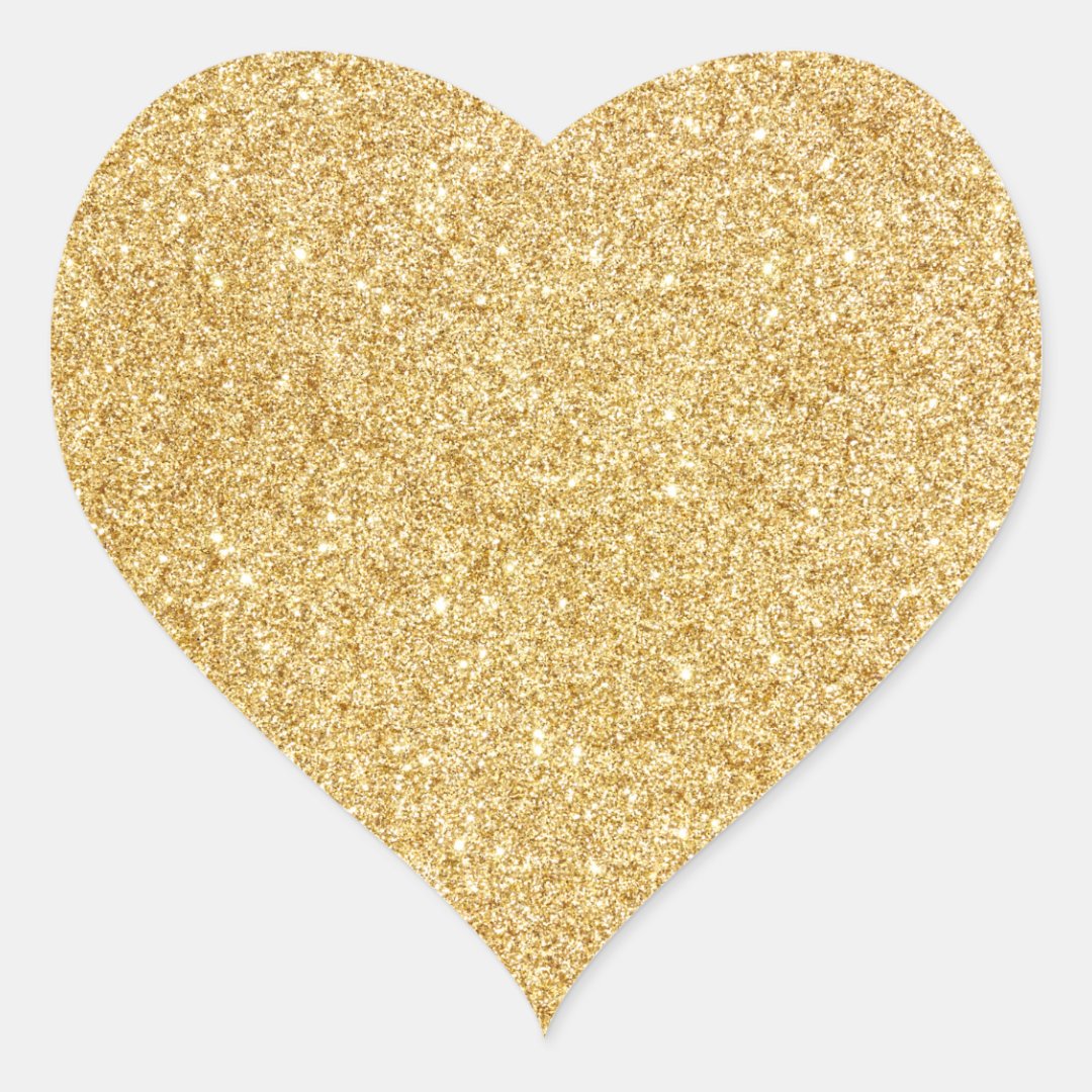 Elegant Faux Gold Glitter Heart Sticker | Zazzle