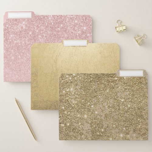 Elegant faux gold glitter ivory marble pattern fil file folder