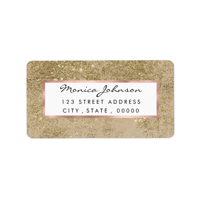 Elegant faux gold glitter ivory marble pattern label (Front)