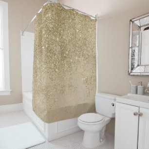 Elegant faux gold glitter ivory marble pattern shower curtain
