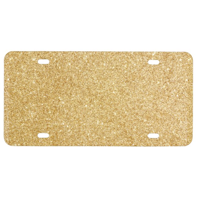 Elegant Faux Gold Glitter License Plate (Front)