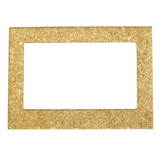 Elegant Faux Gold Glitter Magnetic Photo Frame (Front)