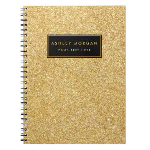 Elegant Faux Gold Glitter Notebook