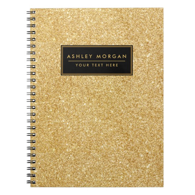 Elegant Faux Gold Glitter Notebook (Front)