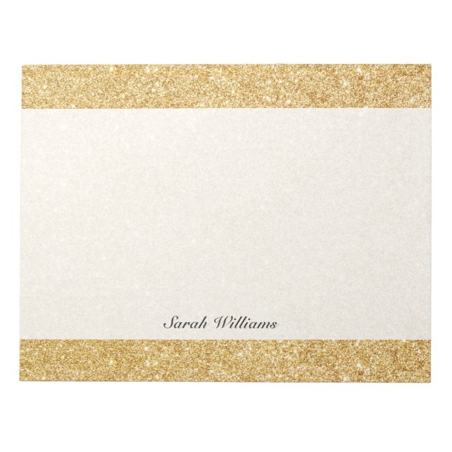 Elegant Faux Gold Glitter Notepad (Front)