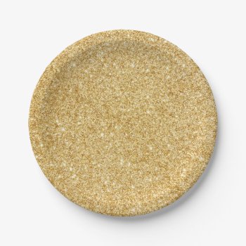 Elegant Faux Gold Glitter Paper Plates by allpattern at Zazzle