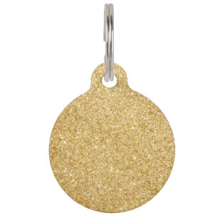 Elegant Faux Gold Glitter Pet Name Tag