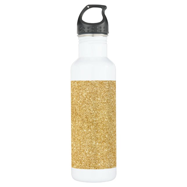 Elegant Faux Gold Glitter Stainless Steel Water Bottle (Front)