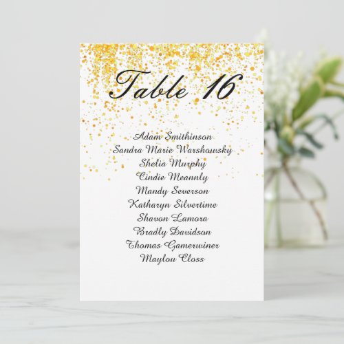 Elegant Faux gold glitter Table Number