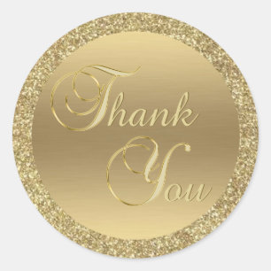 Elegant Faux Gold Glitter Thank You Envelope Seals