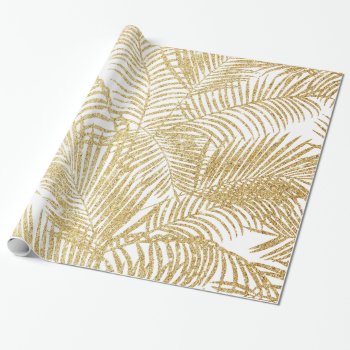 Elegant Faux Gold Glitter Tropical Palm Tree Flora Wrapping Paper by pink_water at Zazzle