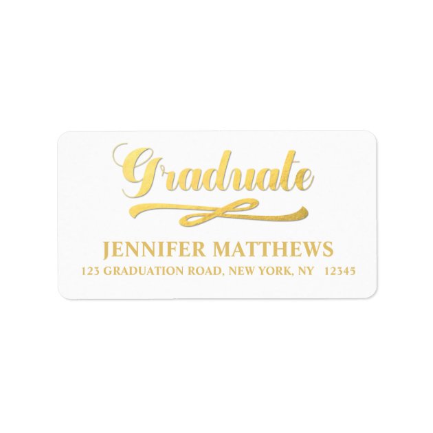 Elegant Faux Gold Graduation Address Label