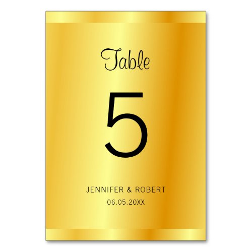 Elegant Faux Gold Handwritten Script Template Table Number