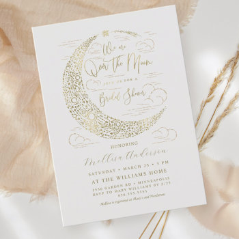 Elegant Faux Gold Harvest Moon Bridal Shower Invitation by pj_design at Zazzle