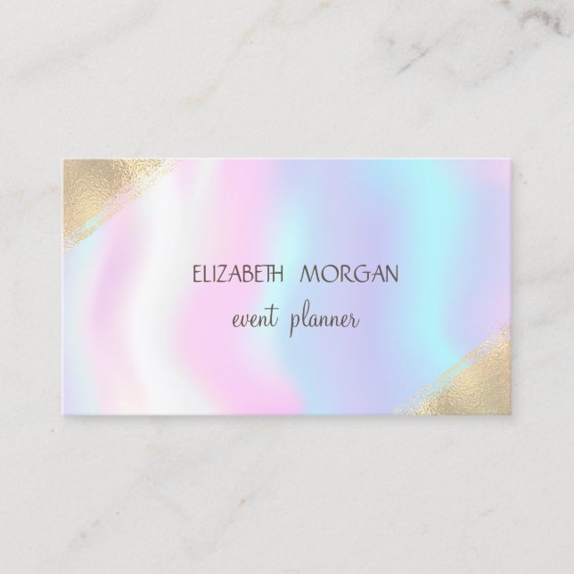Elegant Faux Gold,Holographic Business Card (Front)