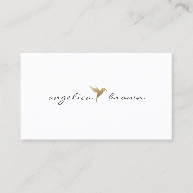 Elegant Faux Gold Humming Bird Business Card (Front)