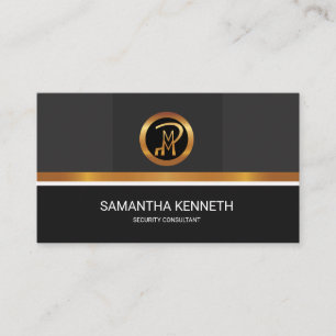 Elegant Faux Gold Icon Stripe Security Consultant Business Card