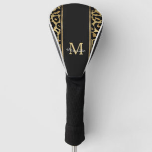 Elegant Faux Gold Leopard Animal Print Personized Golf Head Cover