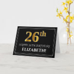 [ Thumbnail: Elegant Faux Gold Look "26th" Birthday + Name Card ]
