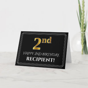 Elegant Faux Gold Look "2nd" Birthday + Name Card