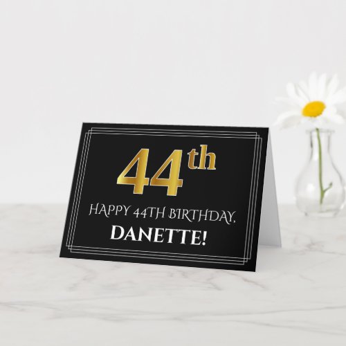 Elegant Faux Gold Look 44th Birthday  Name Card